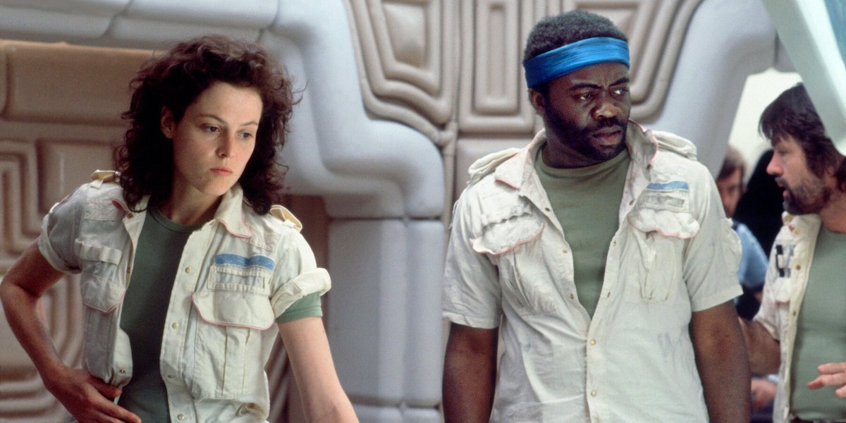 Sigourney Weaver and Yaphet Kotto on the Alien set