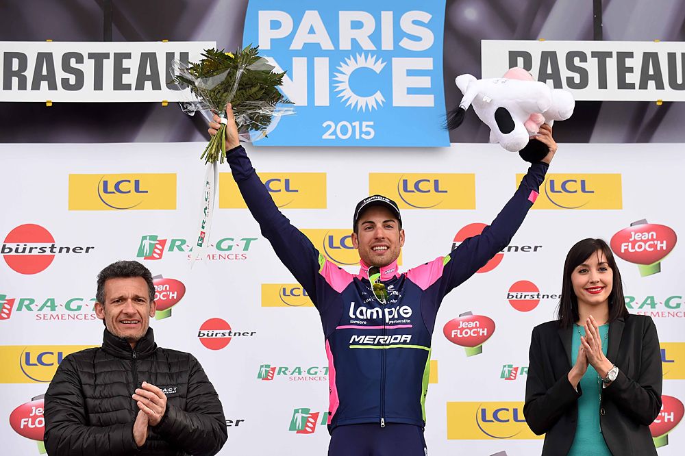 Davide Cimolai (Lampre-Merida) celebrates his stage 5 victory
