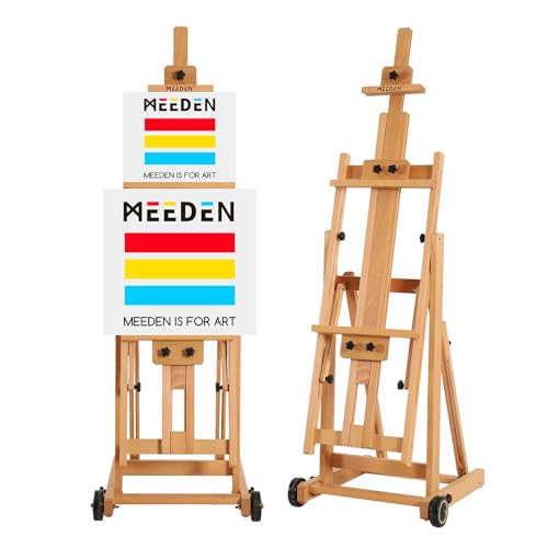 Meeden Easel Stand, Artist Easel, H-Frame Easel, Art Easels for Painting Adult, Adjustable Beech Wood Studio Easel, Painting Floor Easel Stand, Holds Canvas Art Up to 77"