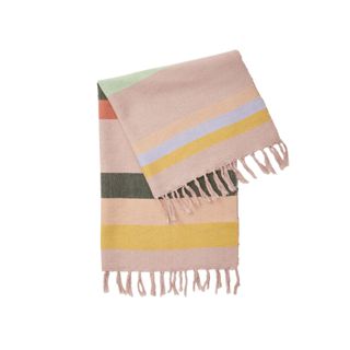 A pink striped hand towel