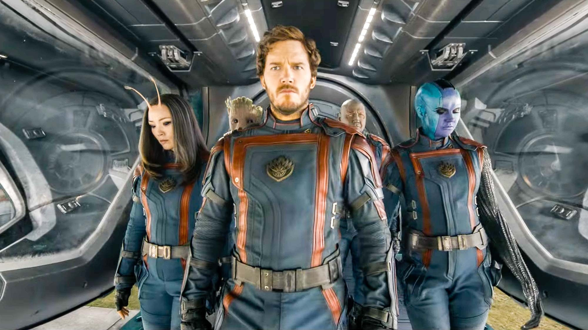 (L to R) Pom Klementieff as Praying Mantis, Chris Pratt as Star-Lord and Karen Gillan as Nebula in Guardians of the Galaxy Vol.  3 trailer