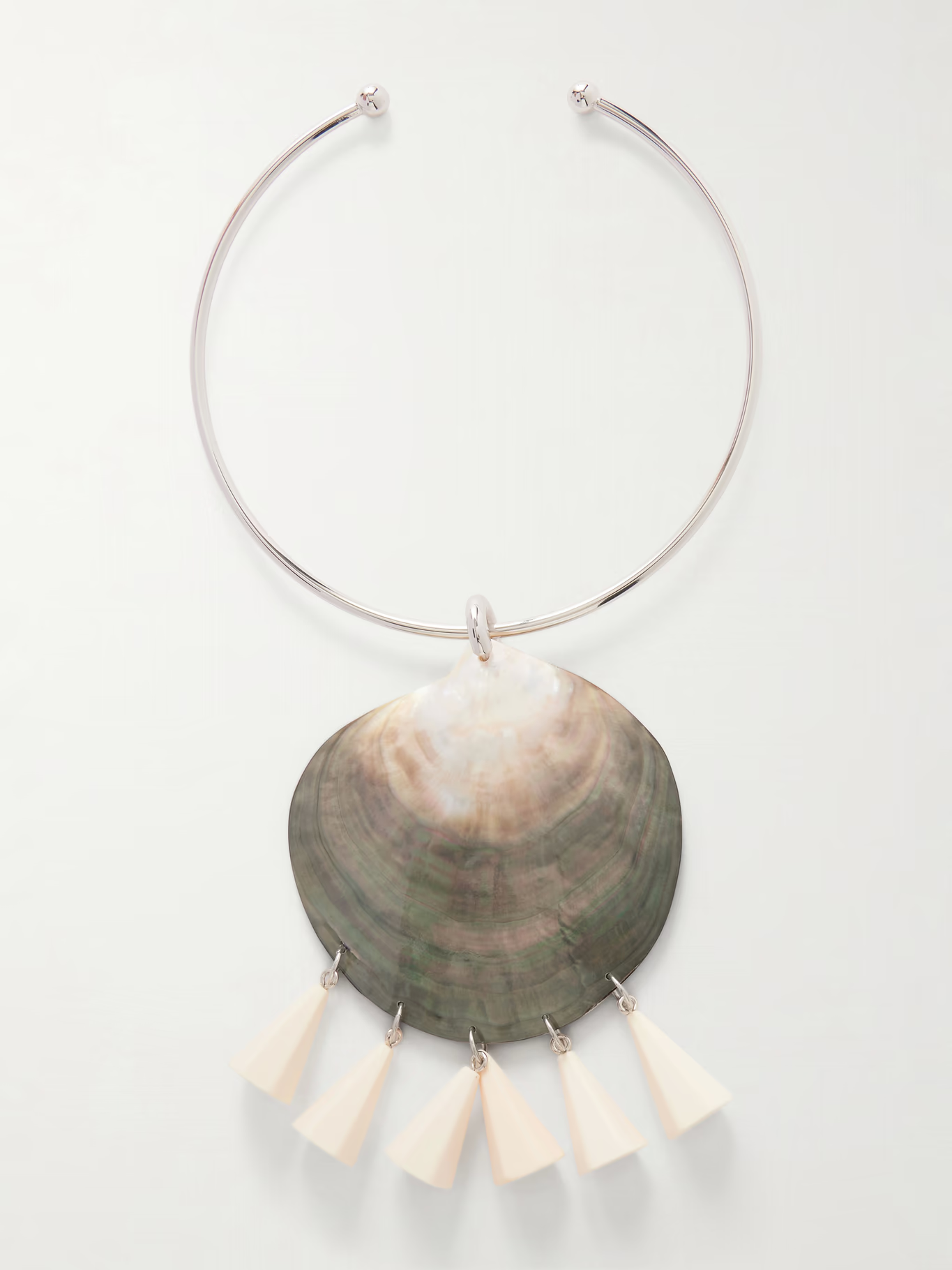 JULIETTA, Nacre Rhodium-plated, Shell And Resin Necklace