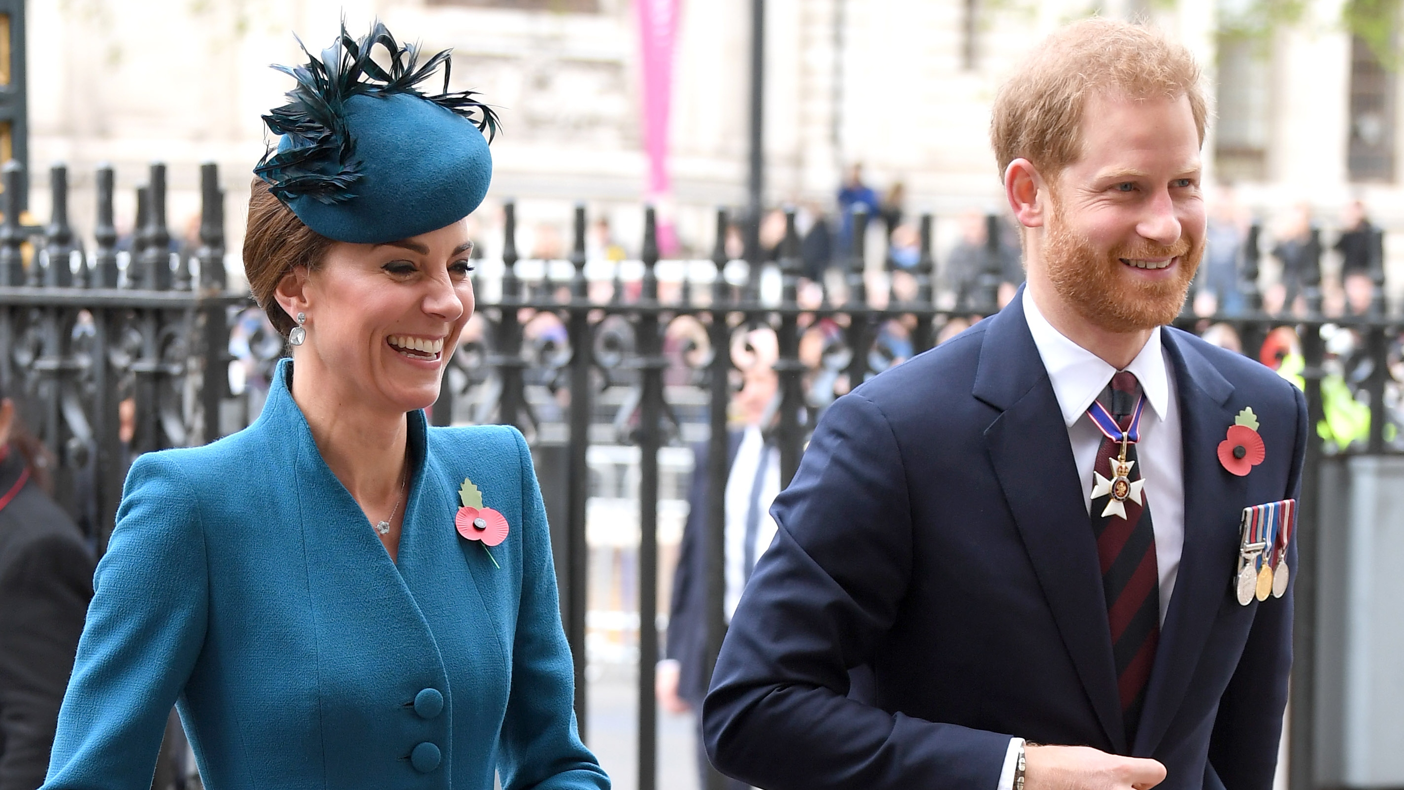 Catherine, Princess of Wales and Prince Harry, Duke of Sussex attend the ANZAC Day Service of Commemoration and Thanksgiving 2019