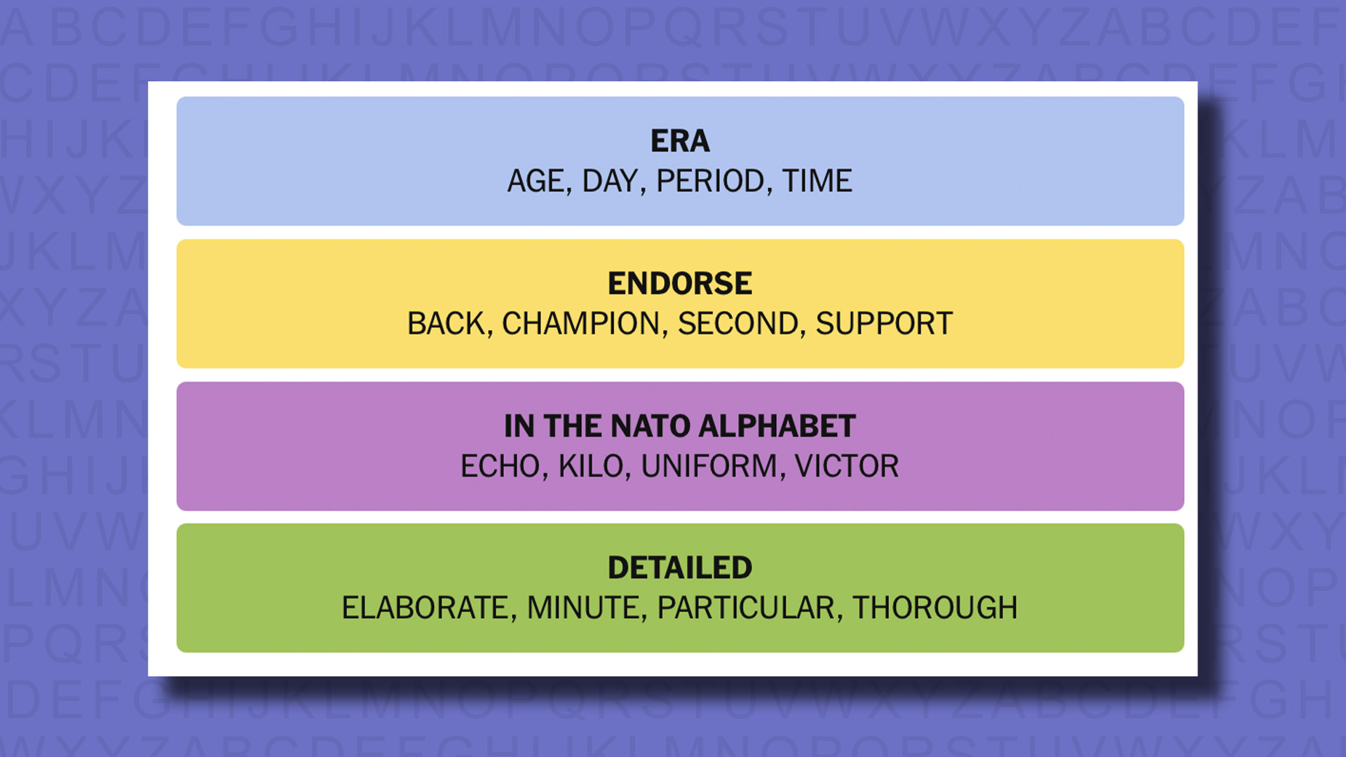 NYT Connections answers for game 762 on a purple background