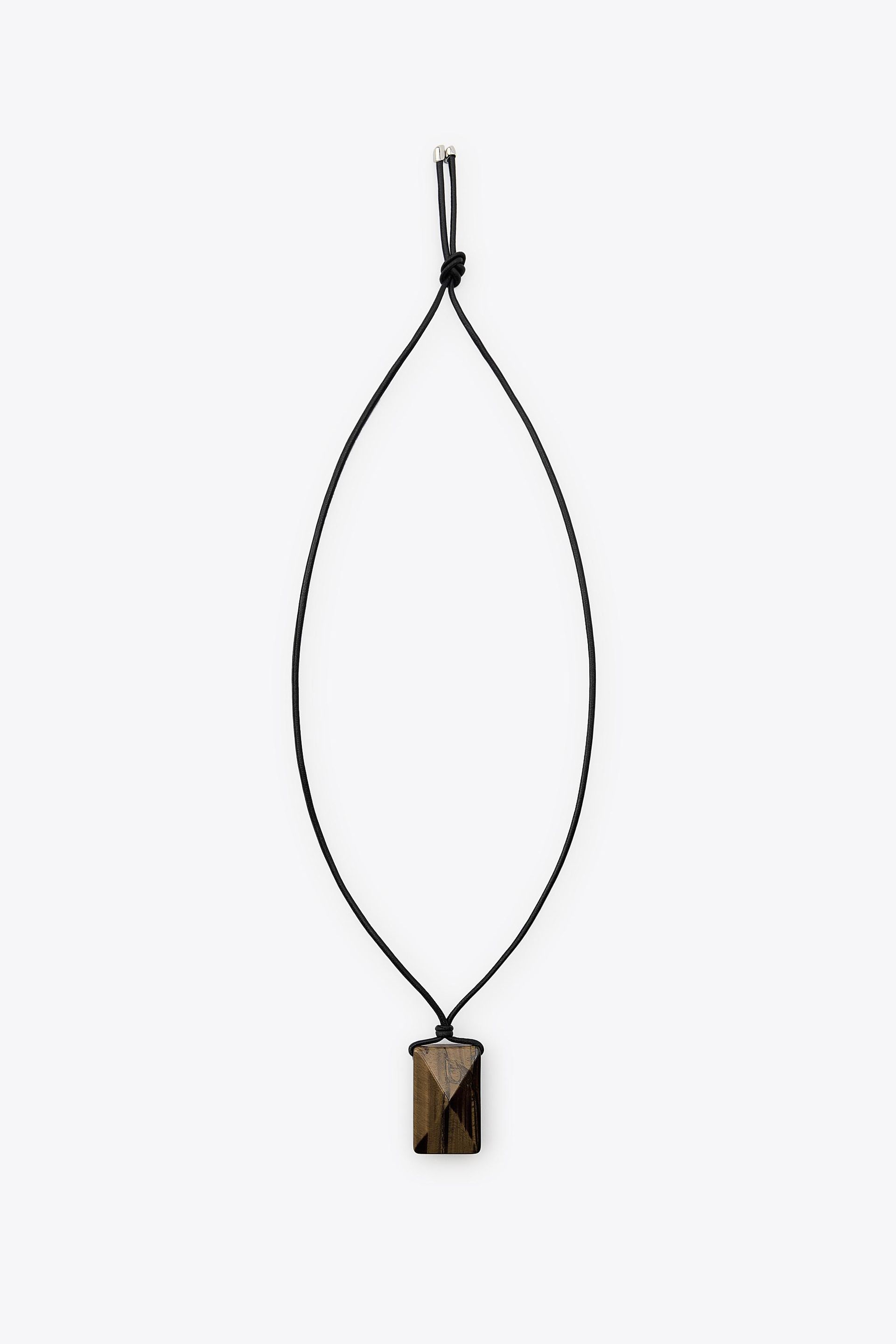 Leather Cord Stone Necklace