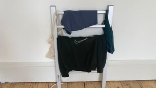 Clothes drying on the DrySoon Heated Towel Airer