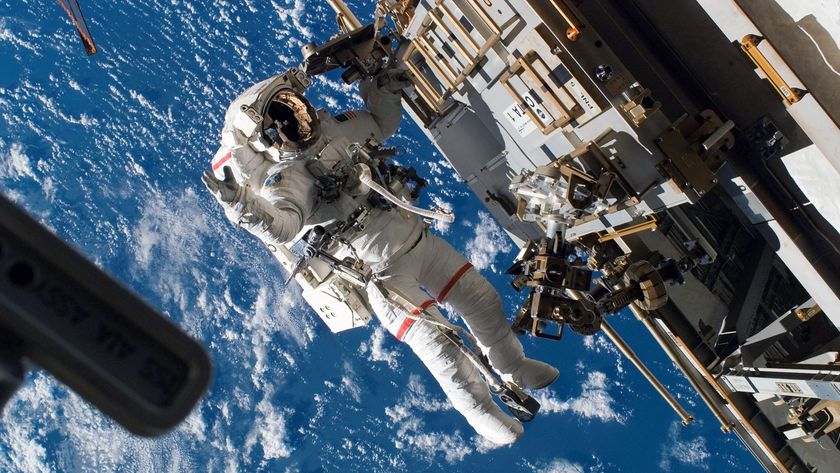 A photograph of astronaut Rick Mastracchio on an EVA as part of Space Shuttle Endeavour&#039;s mission to the International Space Station in 2007.