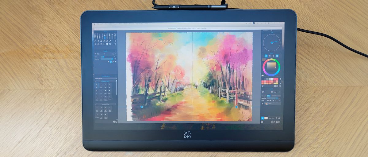 XPPen Artist Pro 19 (Gen 2) review; photos of a drawing tablet being used