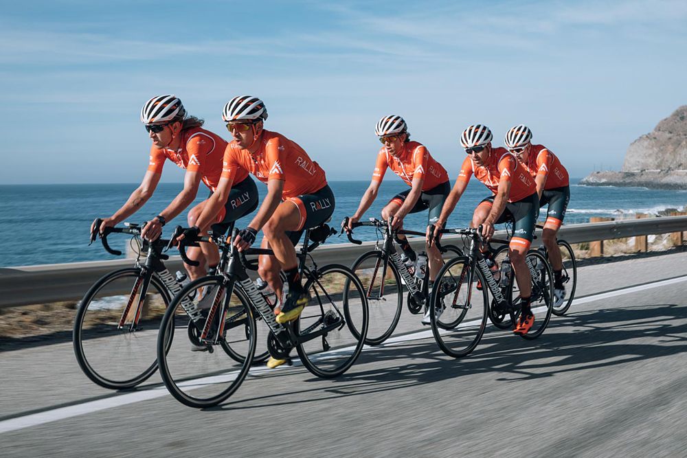 Rally Cycling men's team training in California