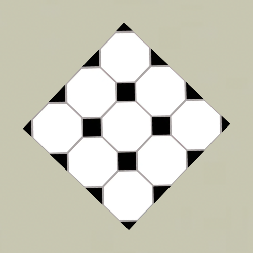 A black and white floor tile