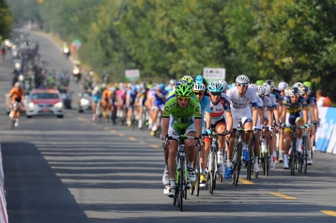 The peloton in action during stage 1 at the Tour of Beijing