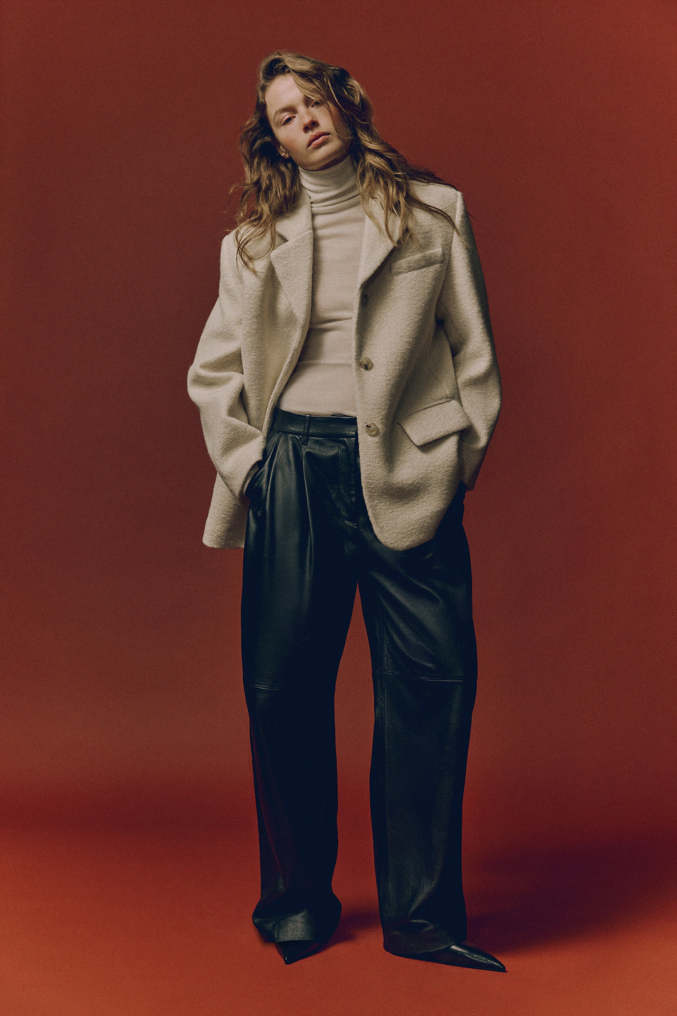 Single-Breasted Blazer - Light Beige