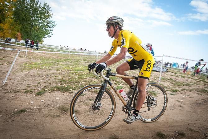 Skyler Trujillo (BOO) riding towards the sandy beachfront. Colorado Cross Classic.