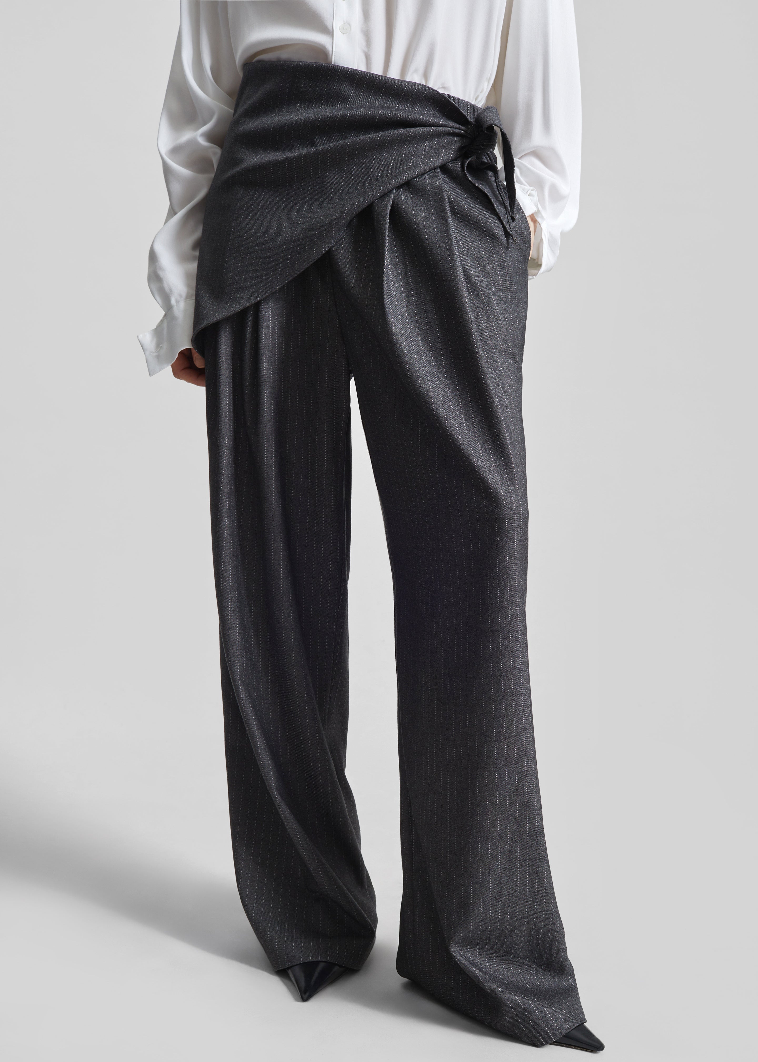 Rovigo Scarf Wrap Pants - Grey Stripe