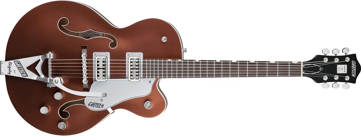 Gretsch G6118T Players Edition Anniversary Hollow Body String-Thru BigsbyTwo-Tone Copper Metallic-Sahara Metallic