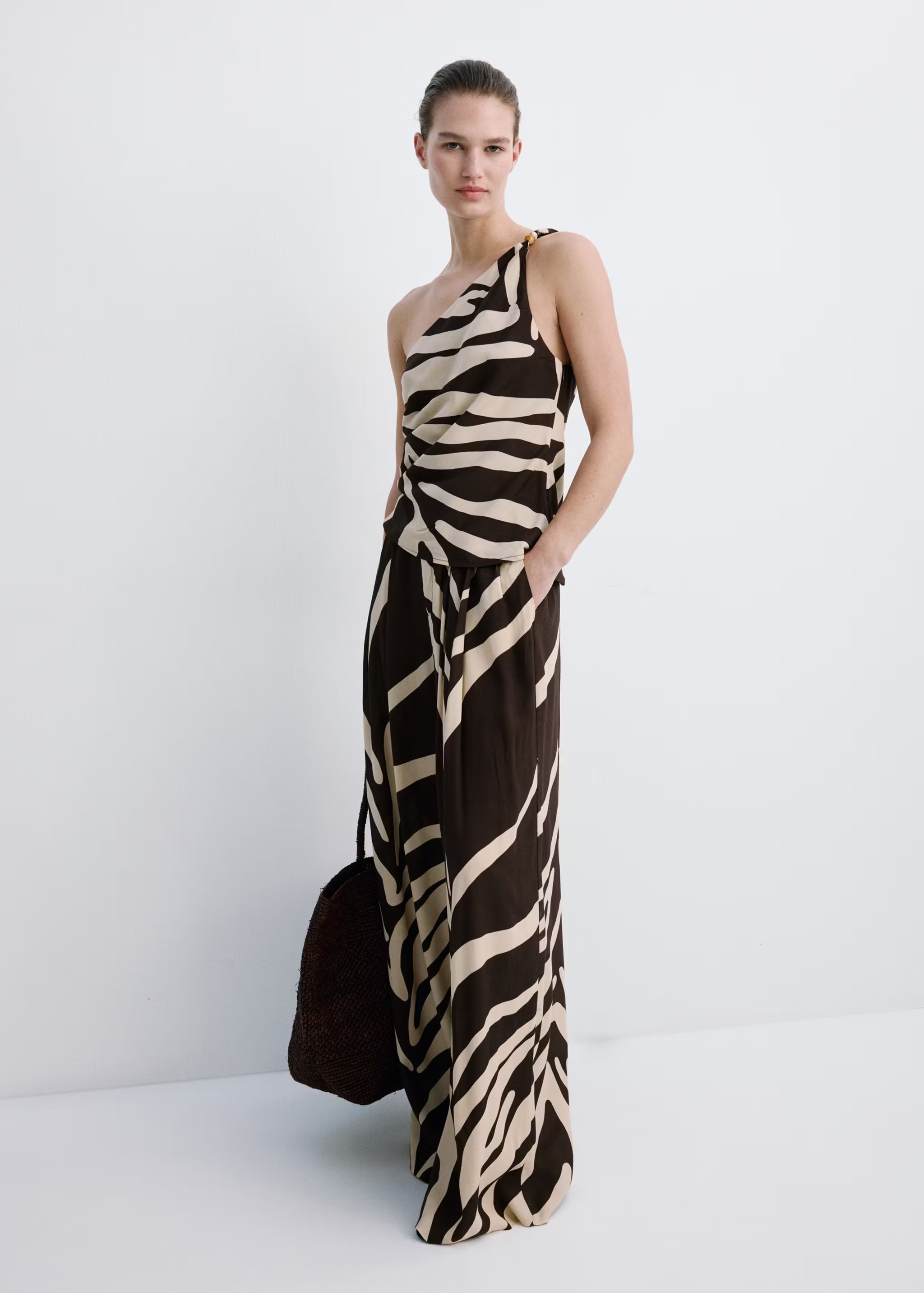 MANGO, Asymmetric Printed Top