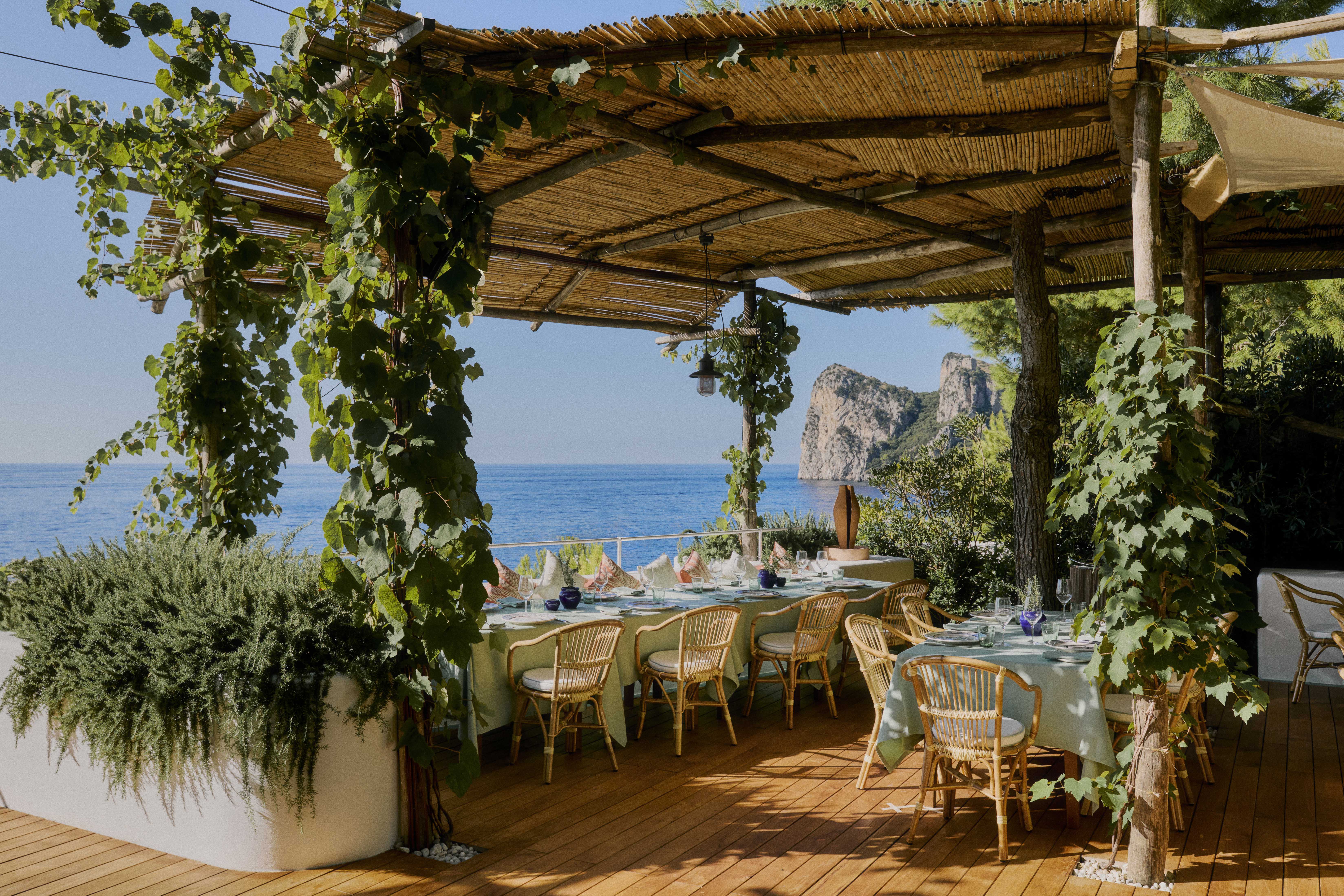 Blue and white beach club