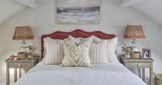 coastal cottage bedroom with coral behead