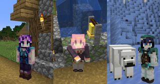 Minecraft skins header - Anya Forger, Abigail, Venti