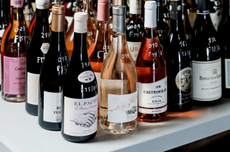 Bottles of Rioja Rosados and Claretes in the prep room 