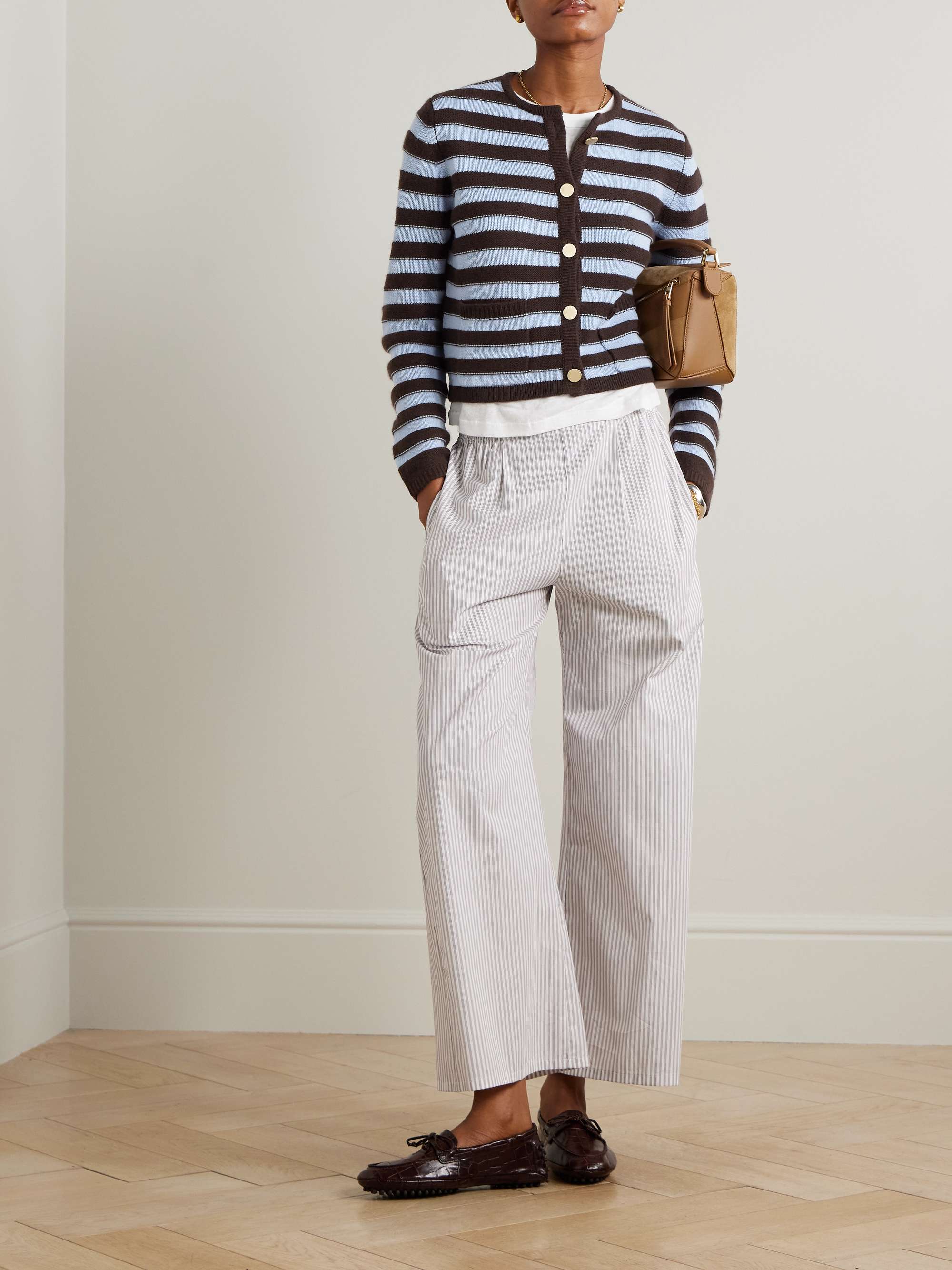 Striped Wool and Cashmere-Blend Cardigan