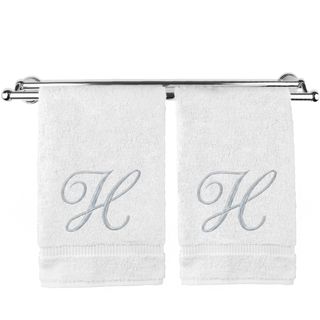 H Monogrammed embroidered 100 per cent Turkish white towels
