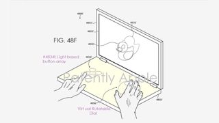 The new patent describes a laptop that replaces the physical keyboard with a touch-based lower surface 