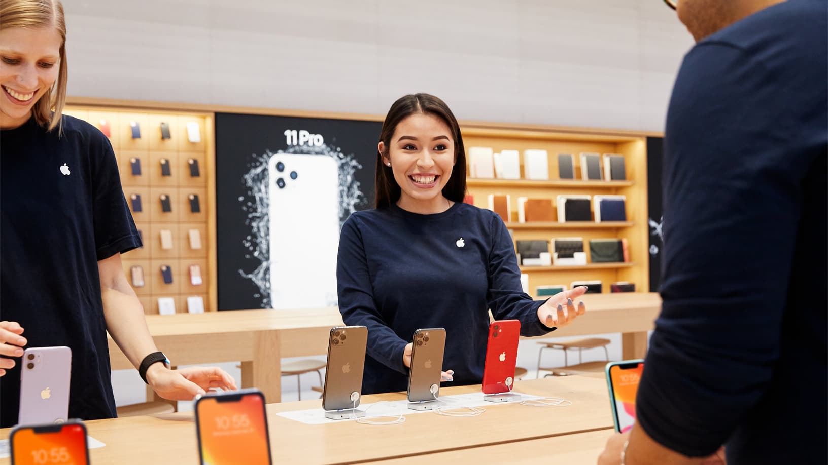 Staff members at the Fifth Avenue Apple Store in Manhattan, New York.