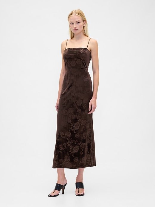 Velvet Square-Neck Maxi Dress