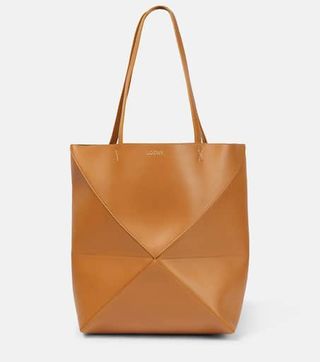 Puzzle Fold Medium Leather Tote Bag