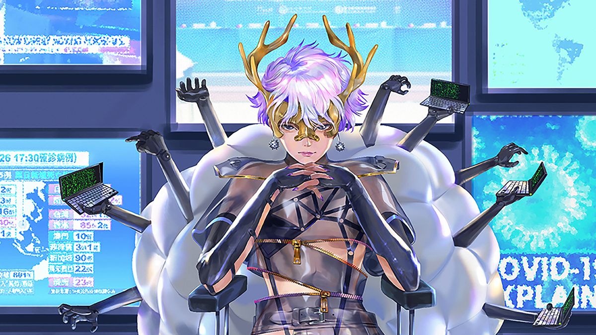 COVID-19 envisioned as a purple-haired anime hacker by the Taiwan CDC