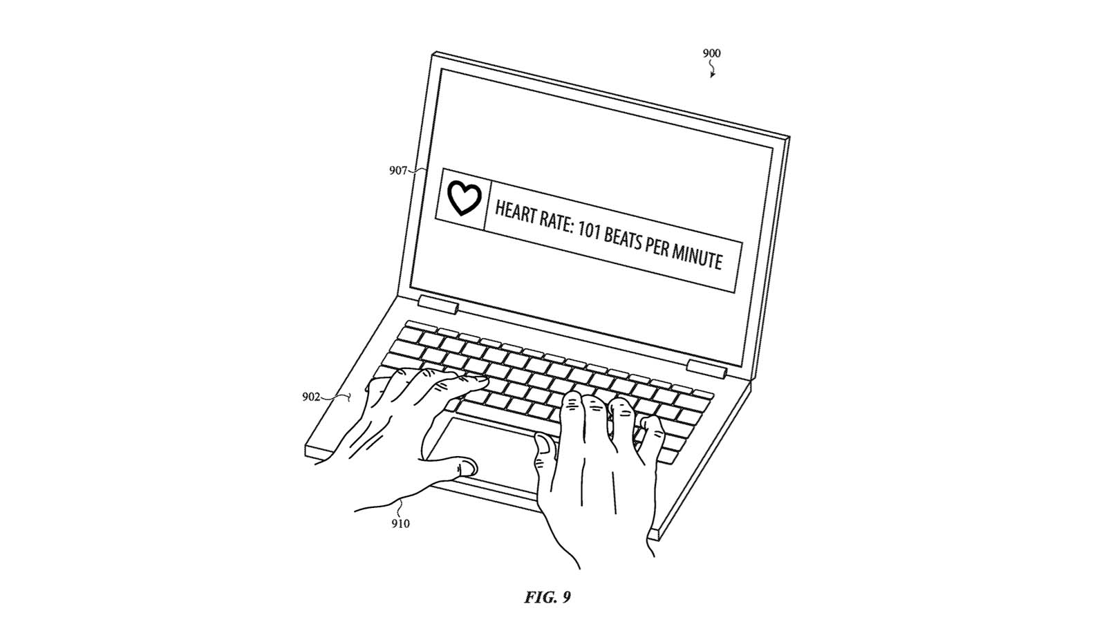 Apple Patent Drawings Showing A Heartrate Sensor In The Palm Rest Of A MacBook
