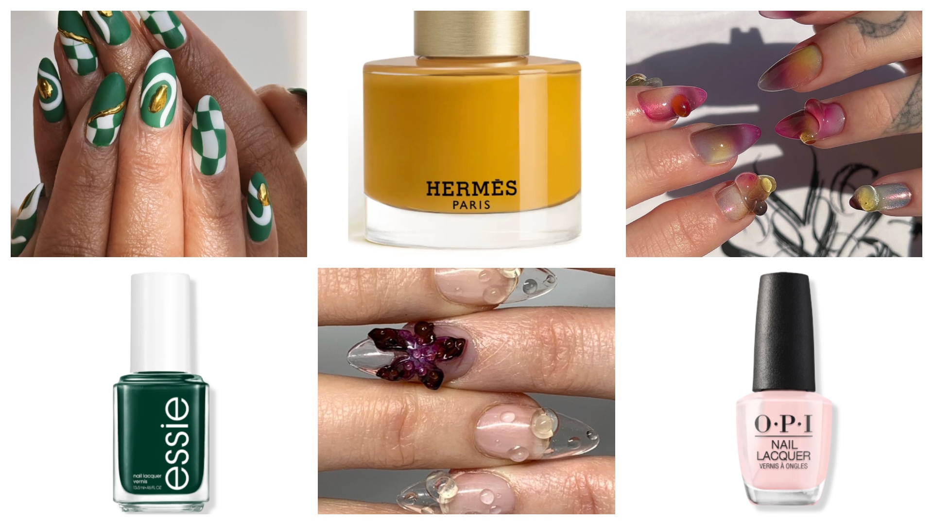 nail polishes and manicures collage