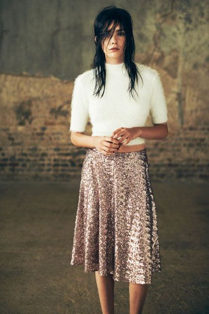 Primark Autumn/Winter 2013 white sweater and bronze sequin skirt