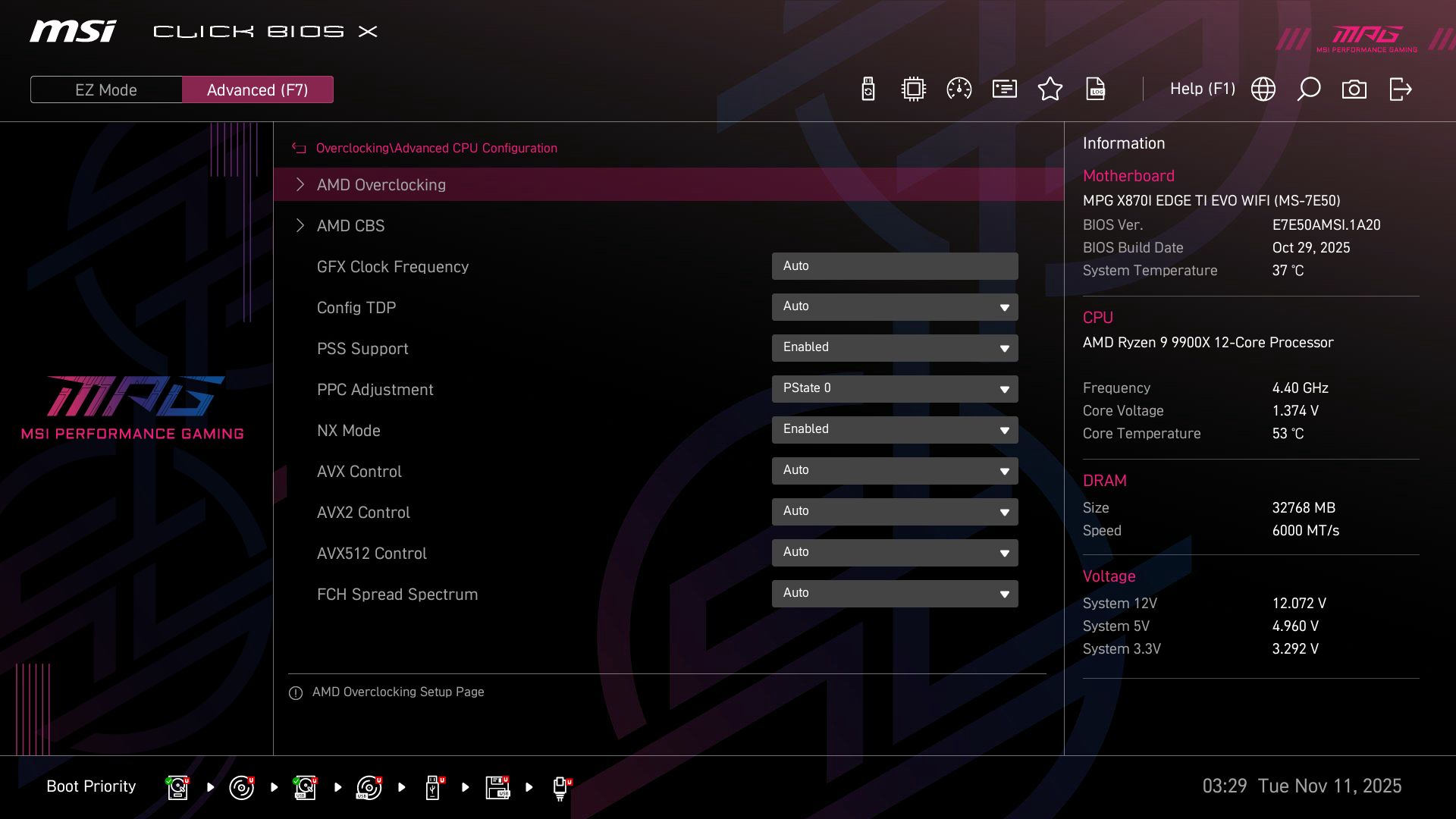 MSI X870I Edge Ti Evo Wifi - BIOS