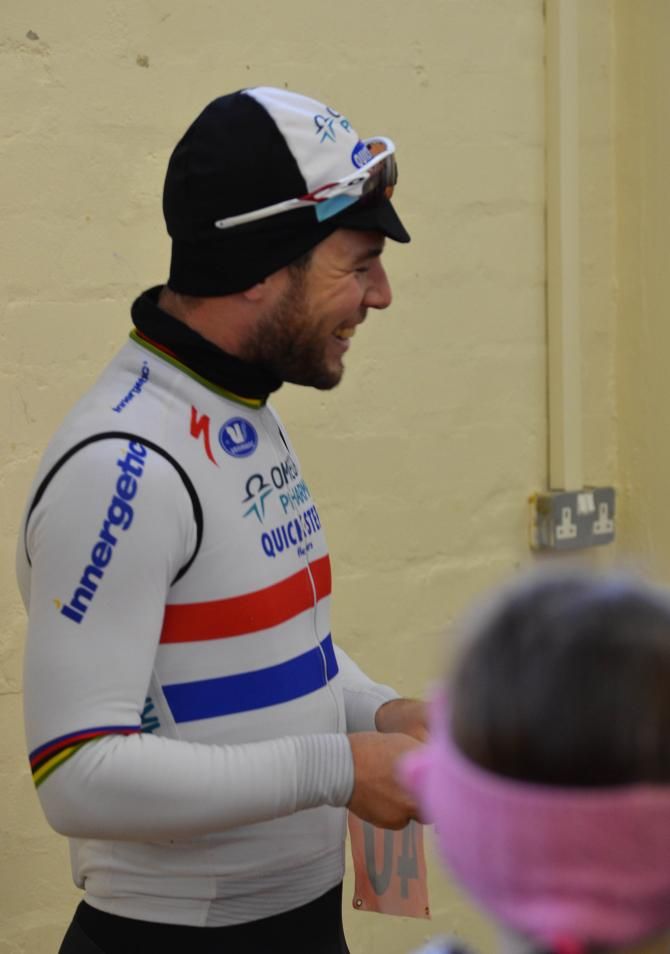 Mark Cavendish is all smiles after the race