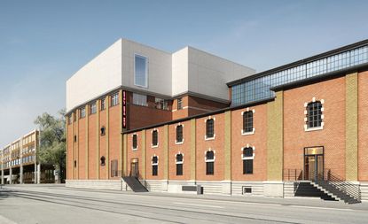 Red brick building with arched windows