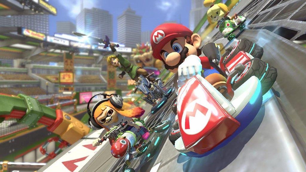 Mario racing against other characters