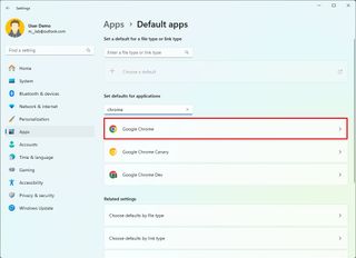 Choose app to set as default