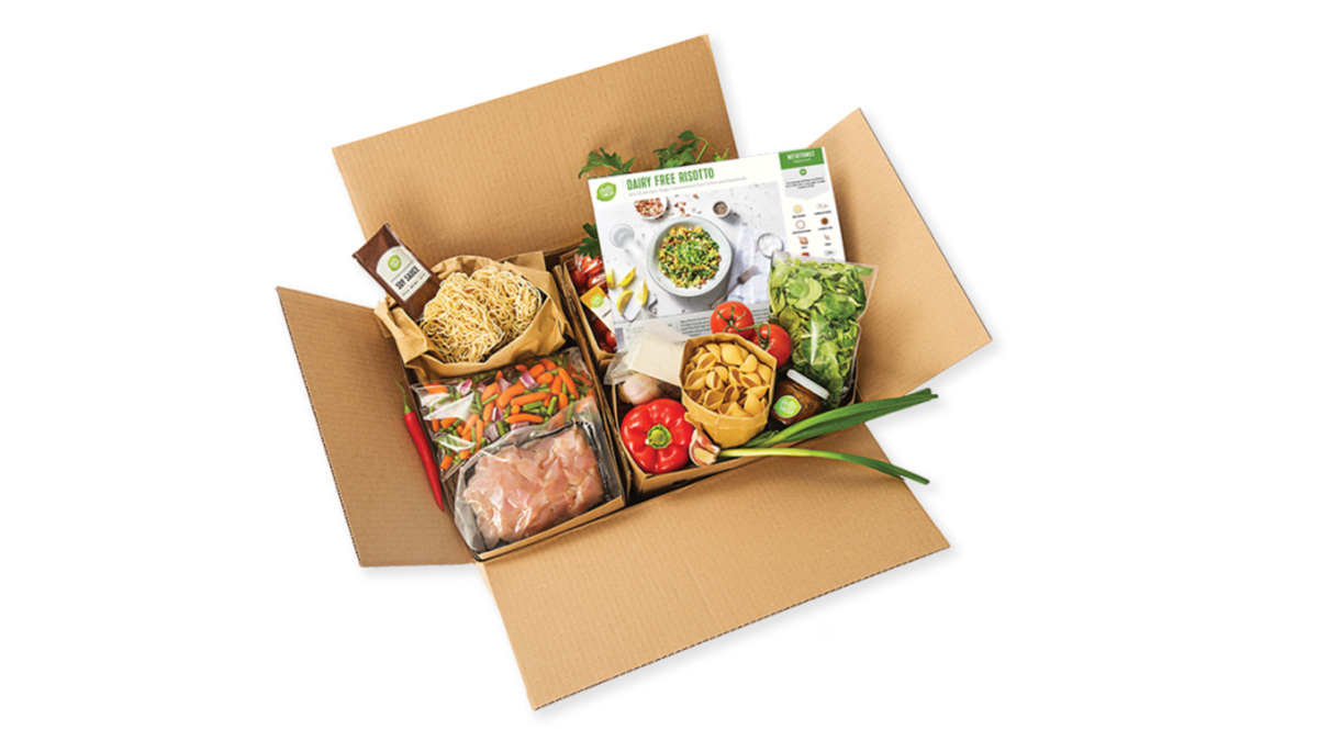 hello fresh box open on white background