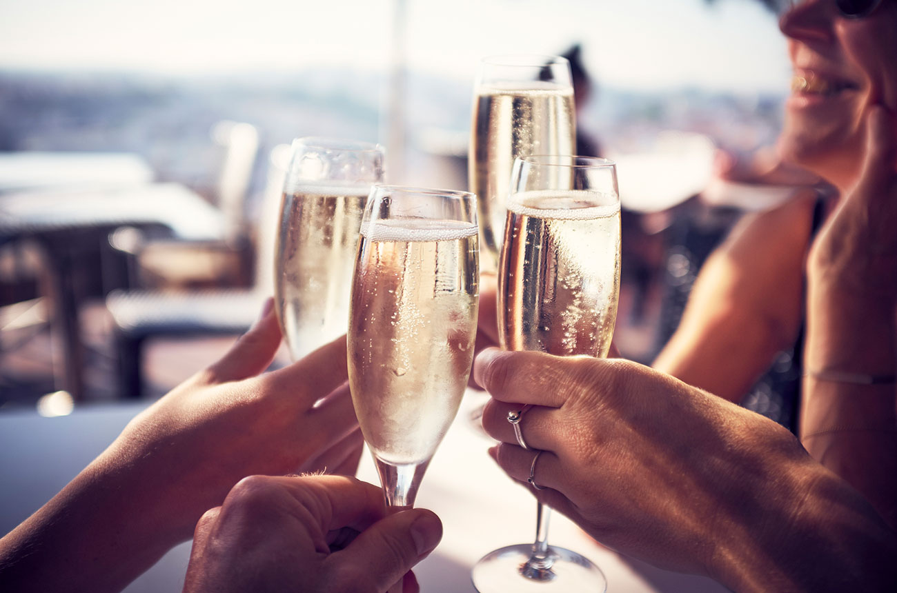 champagne, sparkling wine toast