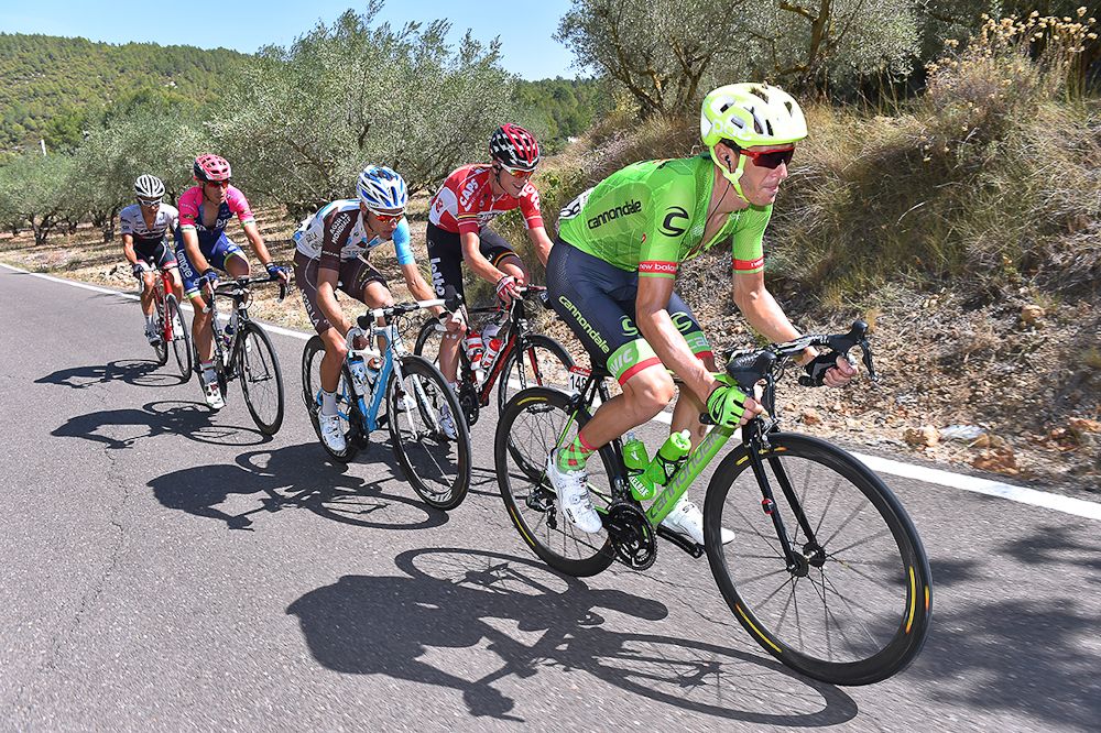 Piere Rolland in the breakaway during stage 18 at the Vuelta