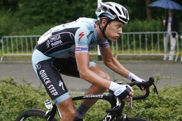 Niki Tepstra (Omega Pharma-Quickstep) off the front in the Dutch championship