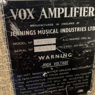 John Lennon Vox AC15 Twin serial number