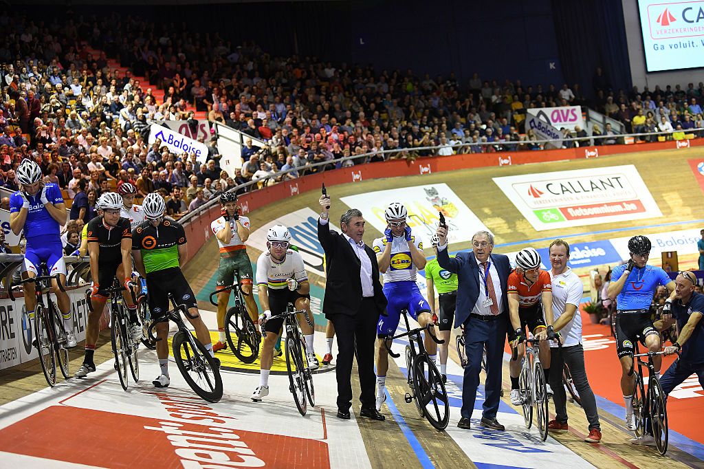 Eddy Merckx and Patrick Sercu start the 2016 Gent Six Day