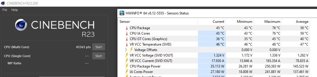 Core Ultra 9 285K in Cinebench R23 multi core