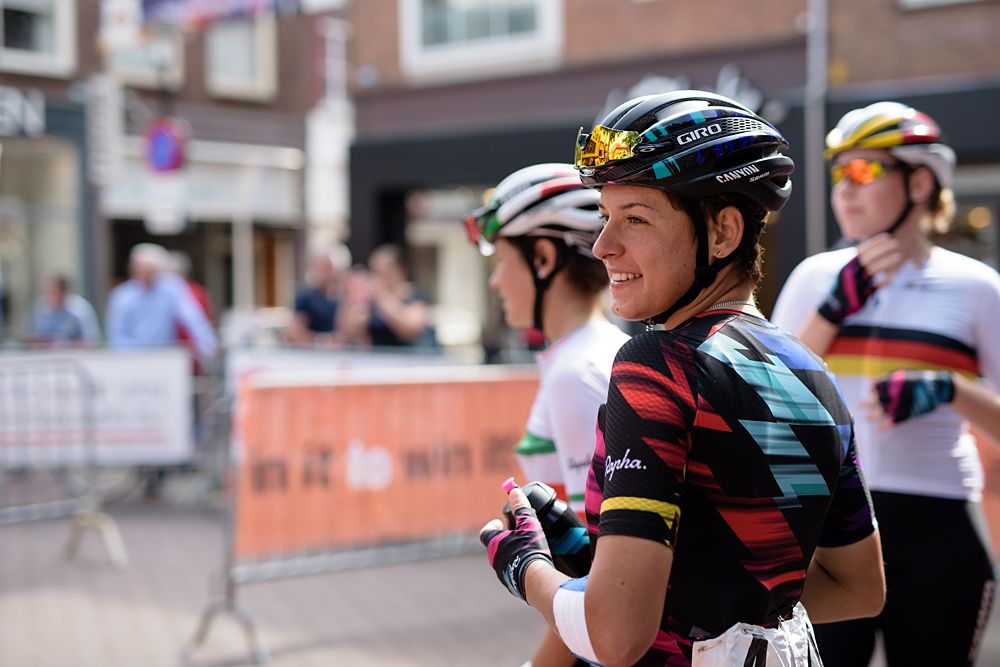 Barbara Guarischi (CANYON//SRAM Racing) ahead of sign in at the 116 km Stage 5 of the Boels Ladies Tour 2016