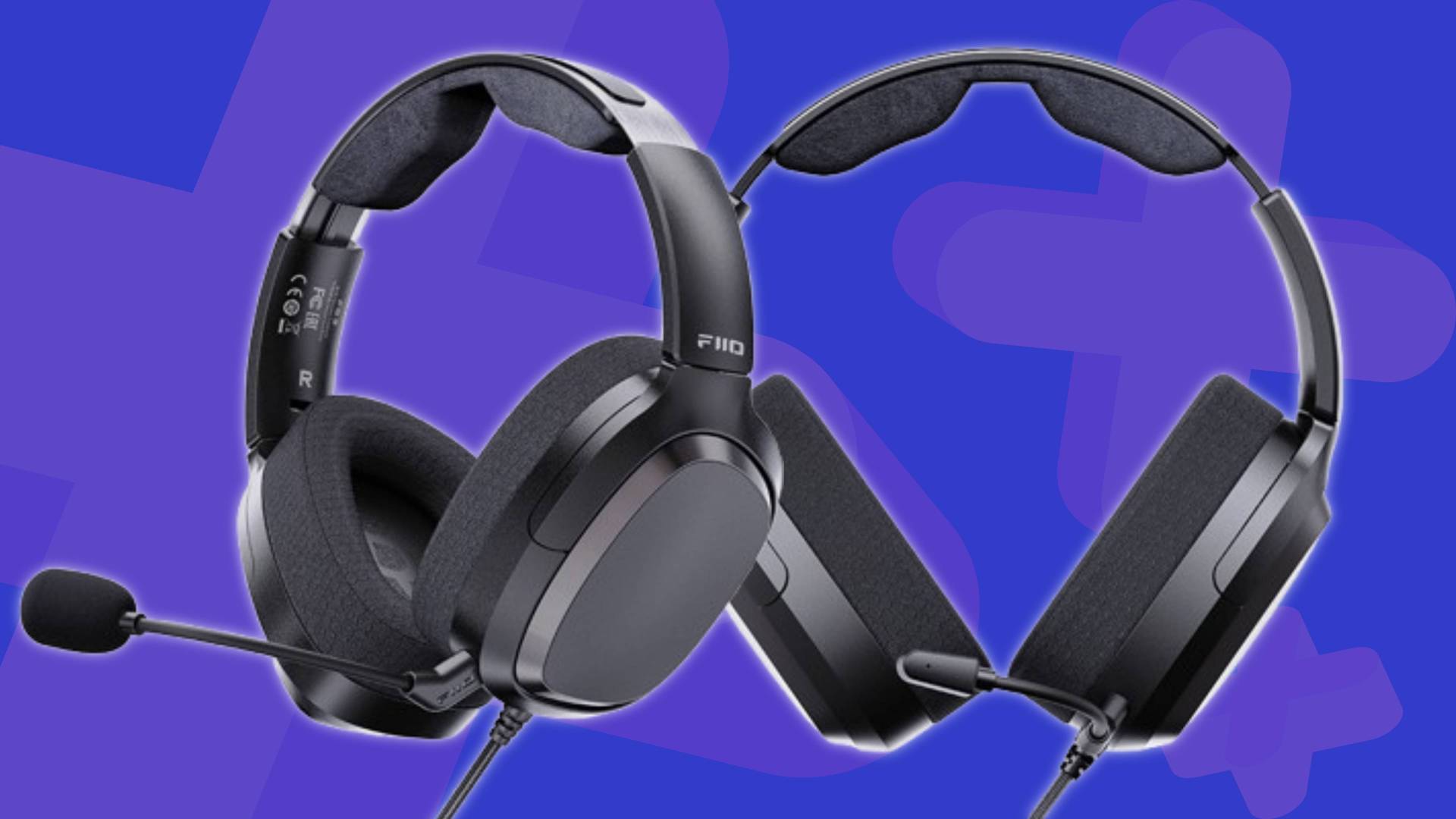 Two images of the FiiO FG3 gaming headset on a blue GamesRadar+ background.