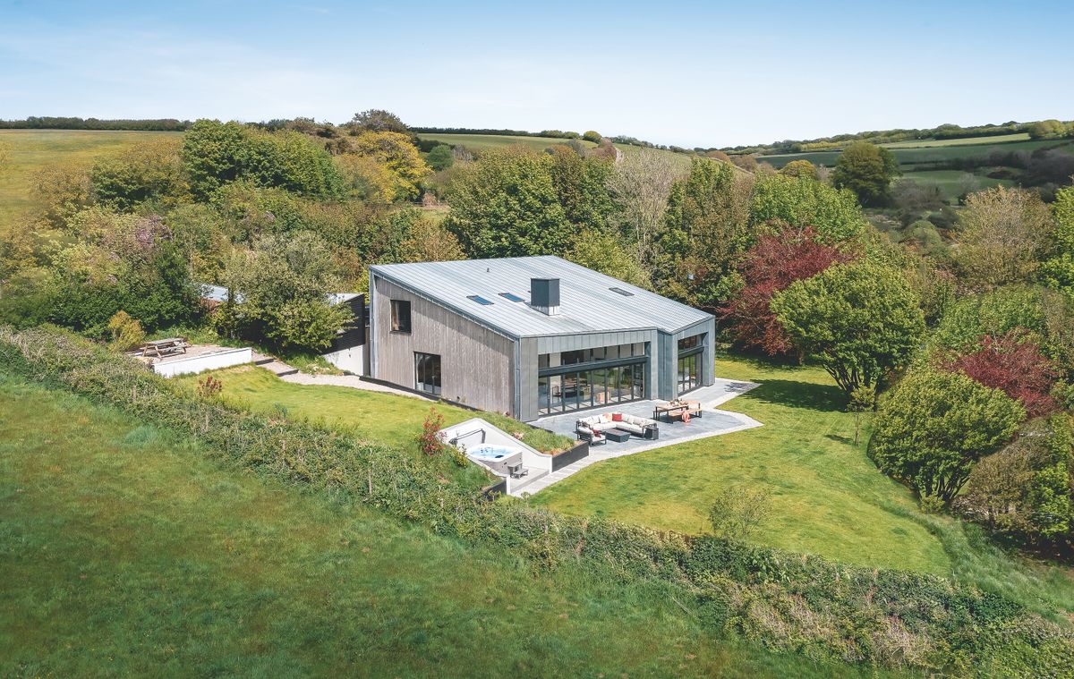 zinc and timber cladding on large self build