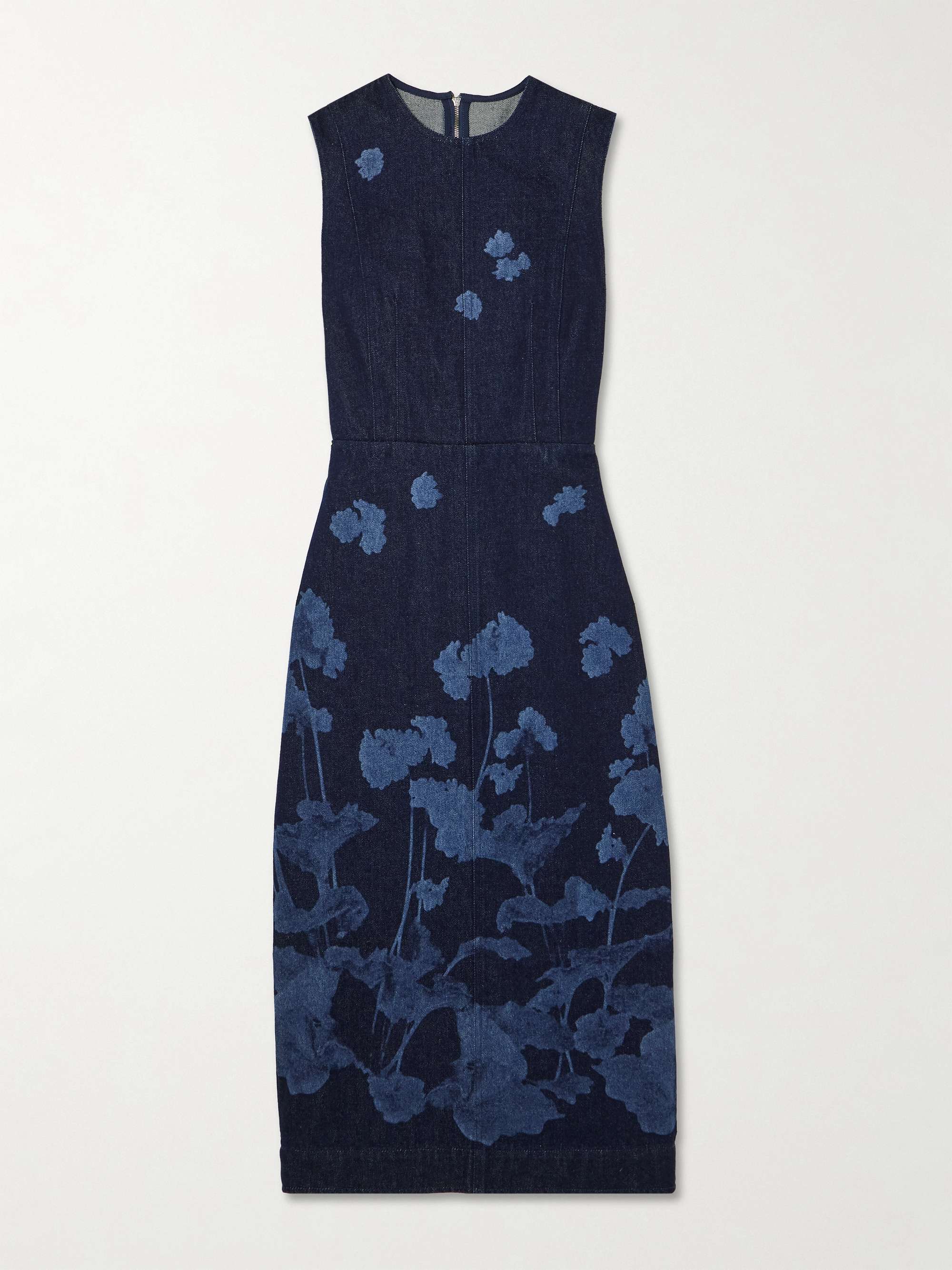 Elena Floral-Print Denim Midi Dress